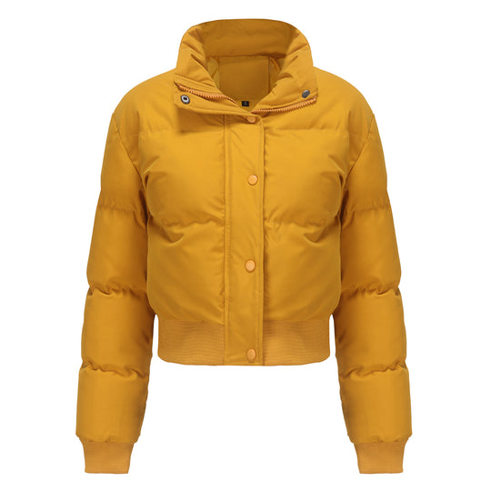 Damen cropped Steppjacke mit hohem Kragen und praktischen Druckknöpfen R&B
