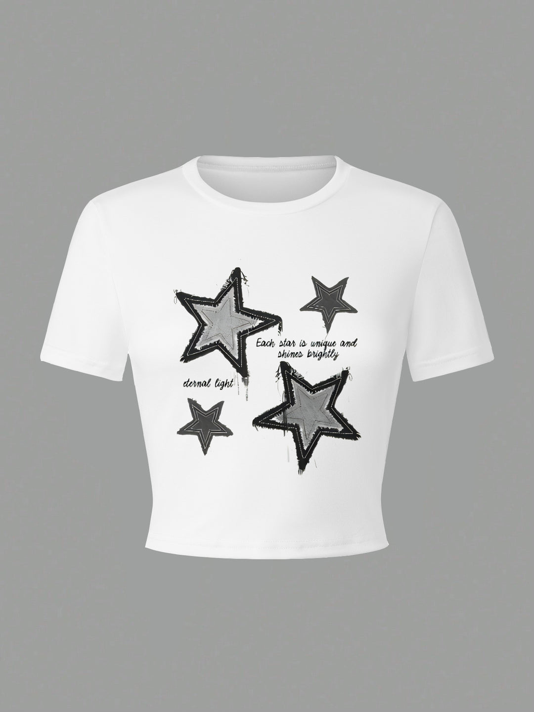 Damen Crop-T-Shirt mit kreativem Telefon-Design R&B
