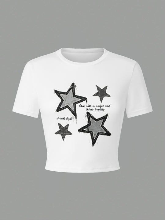 Damen Crop-T-Shirt mit kreativem Telefon-Design R&B
