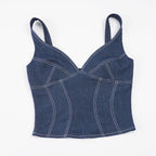 Damen Denim Crop-Top mit modischem Schnitt und verstellbaren Trägern R&B