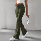 Damen Strickhose mit weitem Bein und Rippstruktur R&B