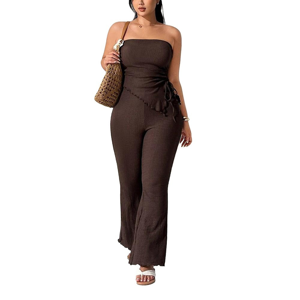 Damen Kombinationsanzug mit elegantem Volant und schmalem Bein R&B