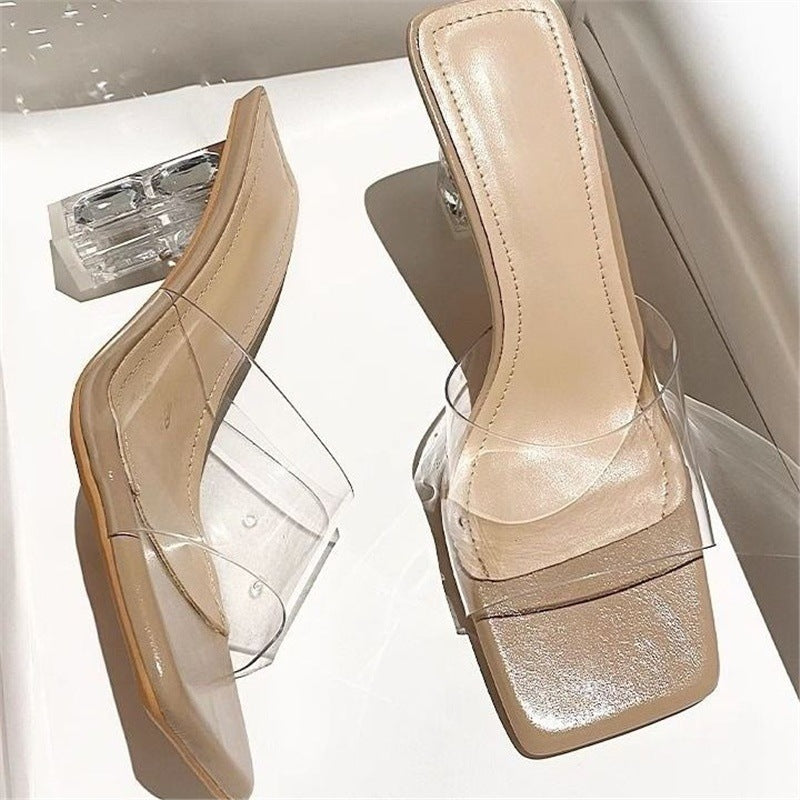 Damen elegante transparente Mules R&B