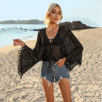 Damen gehäkelter Strandkimono mit eleganter Fransenverzierung R&B