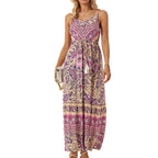 Damen Langes Sommerkleid mit buntem Blumenmuster und taillierbarem Bandeau R&B