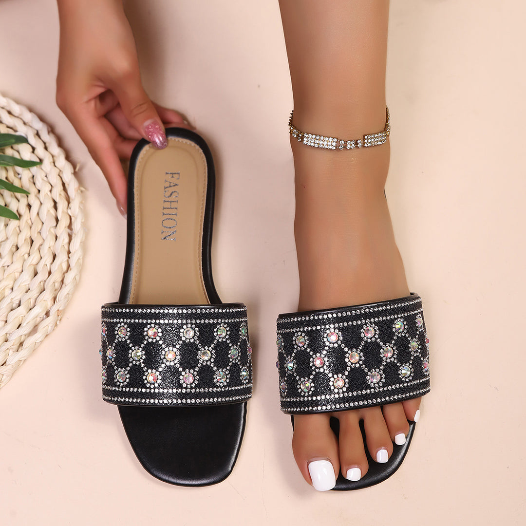 Damen elegante Slippers mit funkelndem Strassdesign R&B