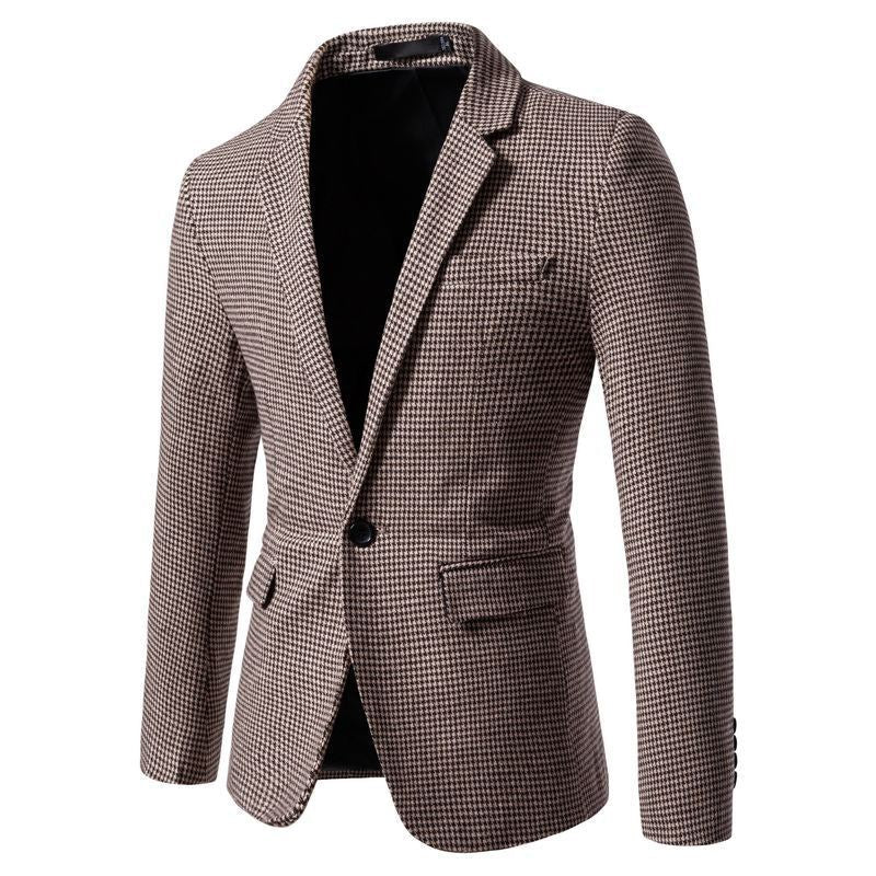 Herren elegante Anzugjacke im klassischen Hahnentritt-Design R&B