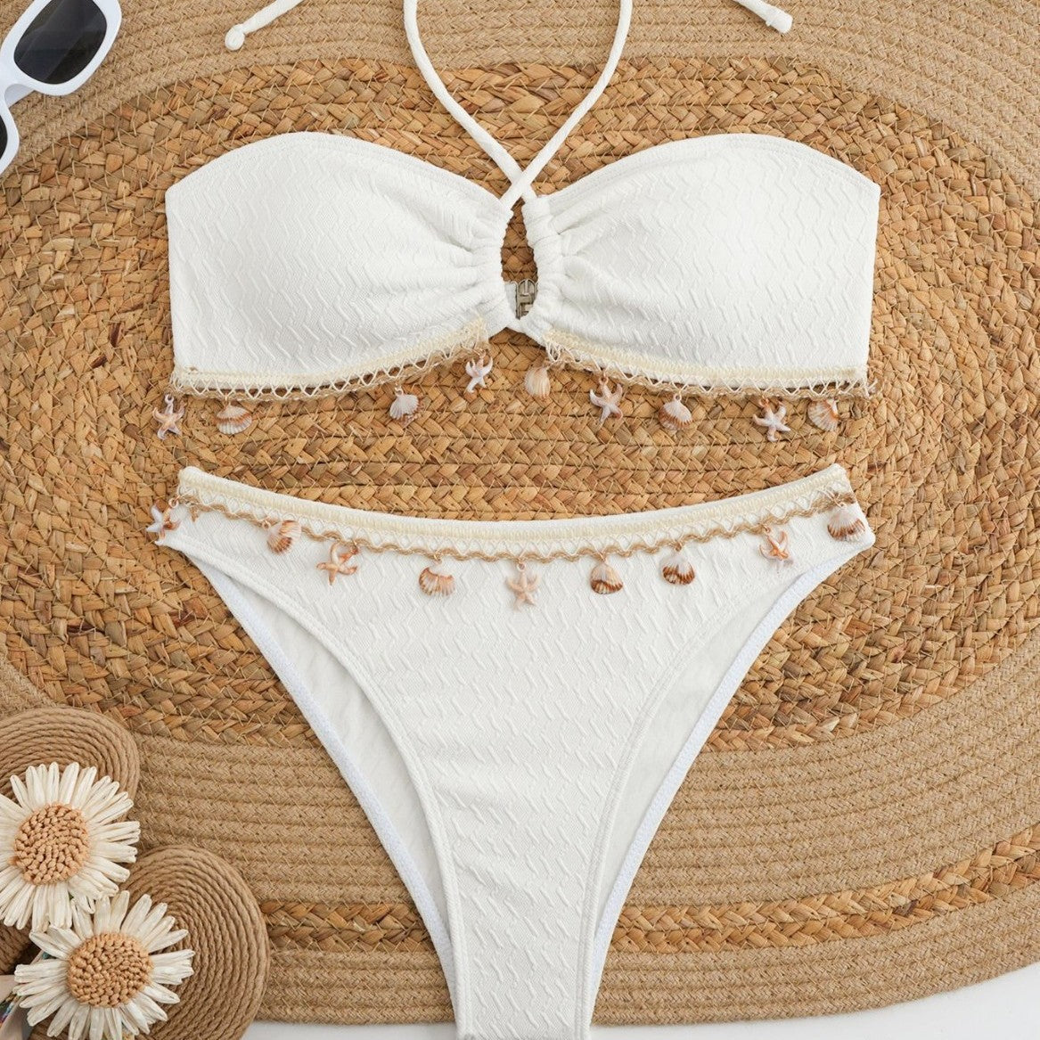 Damen Bandeau-Bikini mit Muscheldekoration R&B