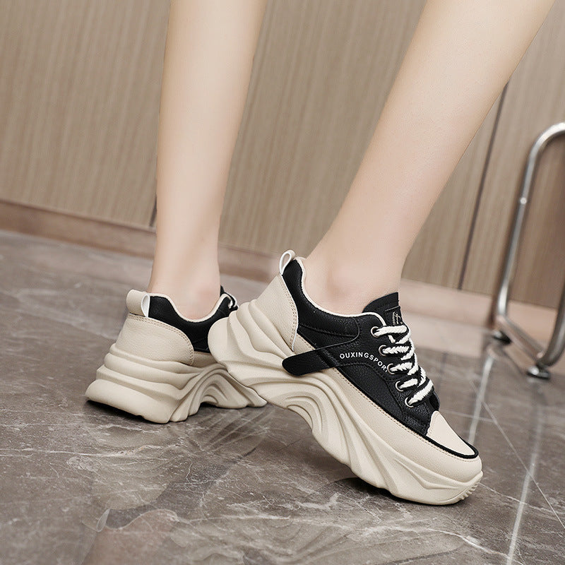 Damen modische Chunky Sneakers mit verstärktem Sohlenprofil und atmungsaktiver Obermaterialstruktur R&B