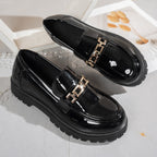 Damen Modische Loafers mit glänzender Oberflächenstruktur R&B