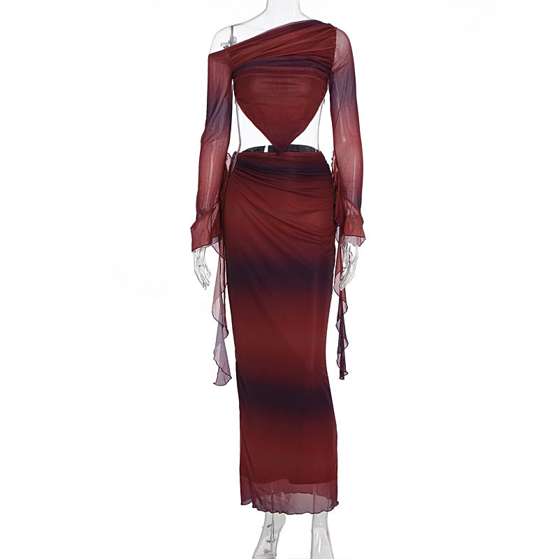 Damen Asymmetrisches Maxikleid mit raffinierten Cut-Outs und innovativem Design R&B