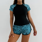 Damen Sportliches Badeoberteil mit kombinierter Shorts R&B