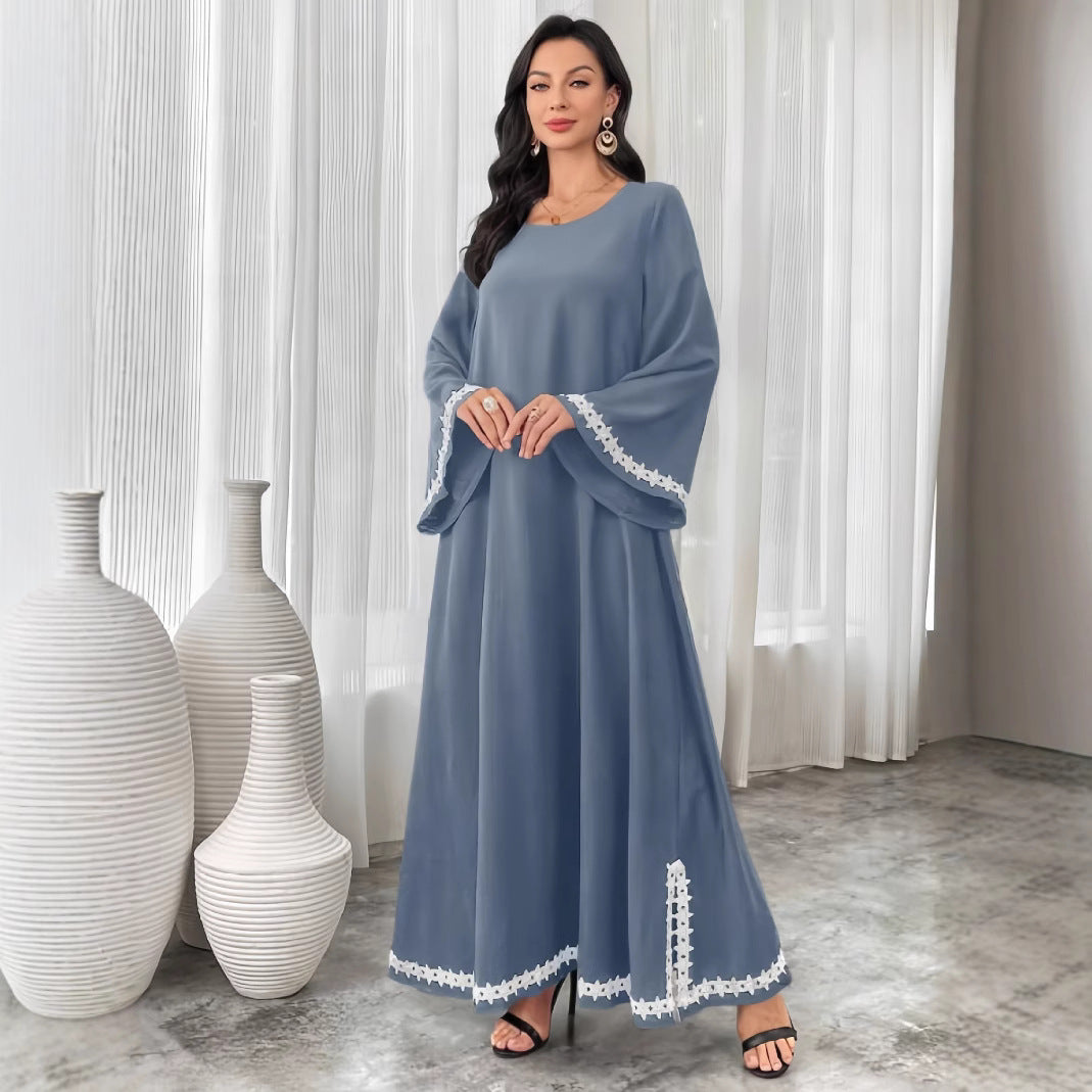 Damen Elegantes Maxikleid mit ausgestellten Ärmeln und feinen Spitzenakzenten R&B