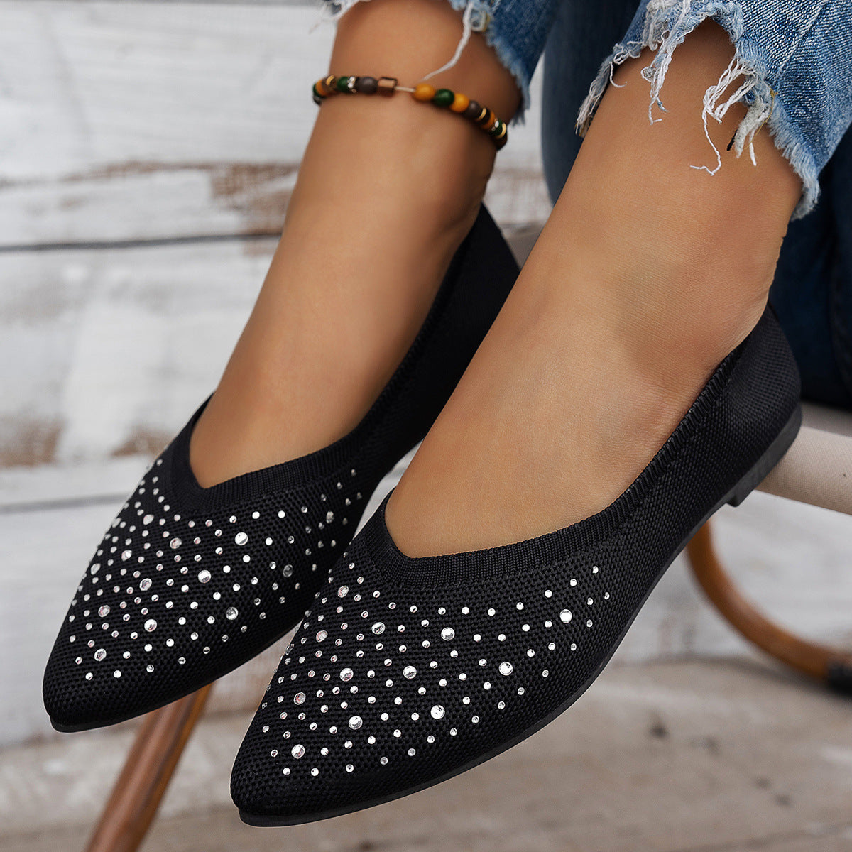 Damen Ballerinas mit dezenten Strassakzenten R&B