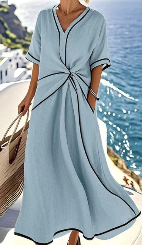 Damen Maxi-Kleid mit einzigartigem Wickeldesign R&B