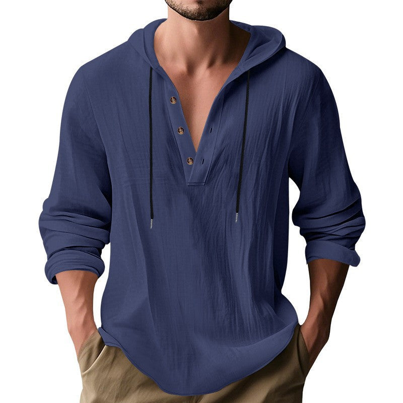 Herren lässiges Langarm-Hoodie mit modischem Knopfdesign und atmungsaktivem Stoff R&B