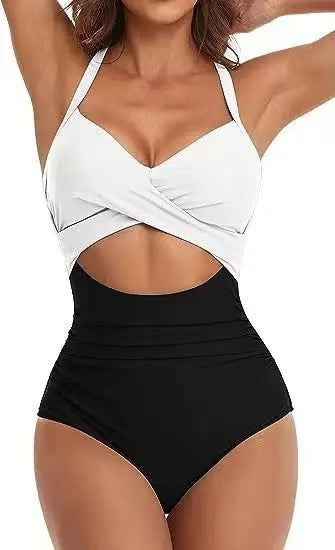 Damen Einteiliger Bikini mit modischem Cut-Out und Animal-Print R&B