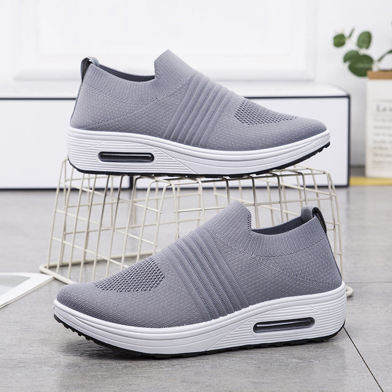 Damen Komfortable Slip-On Sneakers mit atmungsaktiver Strickoberfläche und dämpfender Sohle R&B