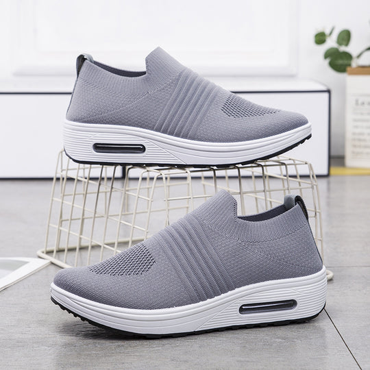 Damen Komfortable Slip-On Sneakers mit atmungsaktiver Strickoberfläche und dämpfender Sohle R&B