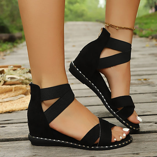 Damen Sandalen mit geflochtenen Riemen und elastischem Fersenbereich R&B