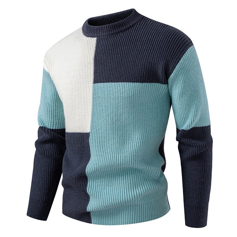 Herren farbenfroher Strukturpullover mit modernem Schnitt und Rundhalsausschnitt R&B