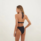 Damen Eleganter einteiliger Badeanzug mit asymmetrischem Design und goldener Schnalle R&B