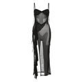 Damen transparenter Maxi-Strandanzug mit asymmetrischem Schnitt und Rüschen R&B