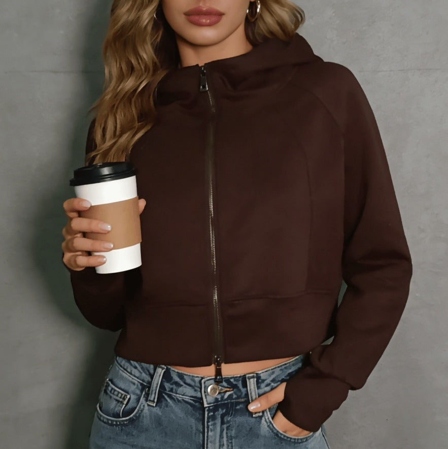 Damen sportliche und modische Jacke mit Kapuze R&B