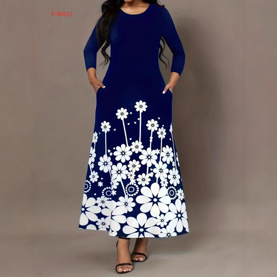 Damen Maxikleid mit floralem Design und praktischen Taschen R&B