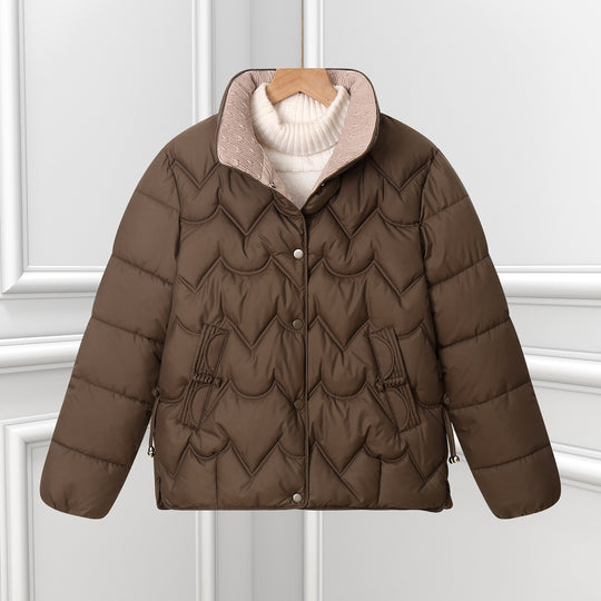 Damen Komfortable gesteppte Jacke mit hohem Kragen und Reißverschlusstaschen R&B