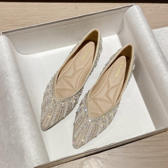 Damen Ballerinas mit funkelnden Perlen- und Strassdetails R&B