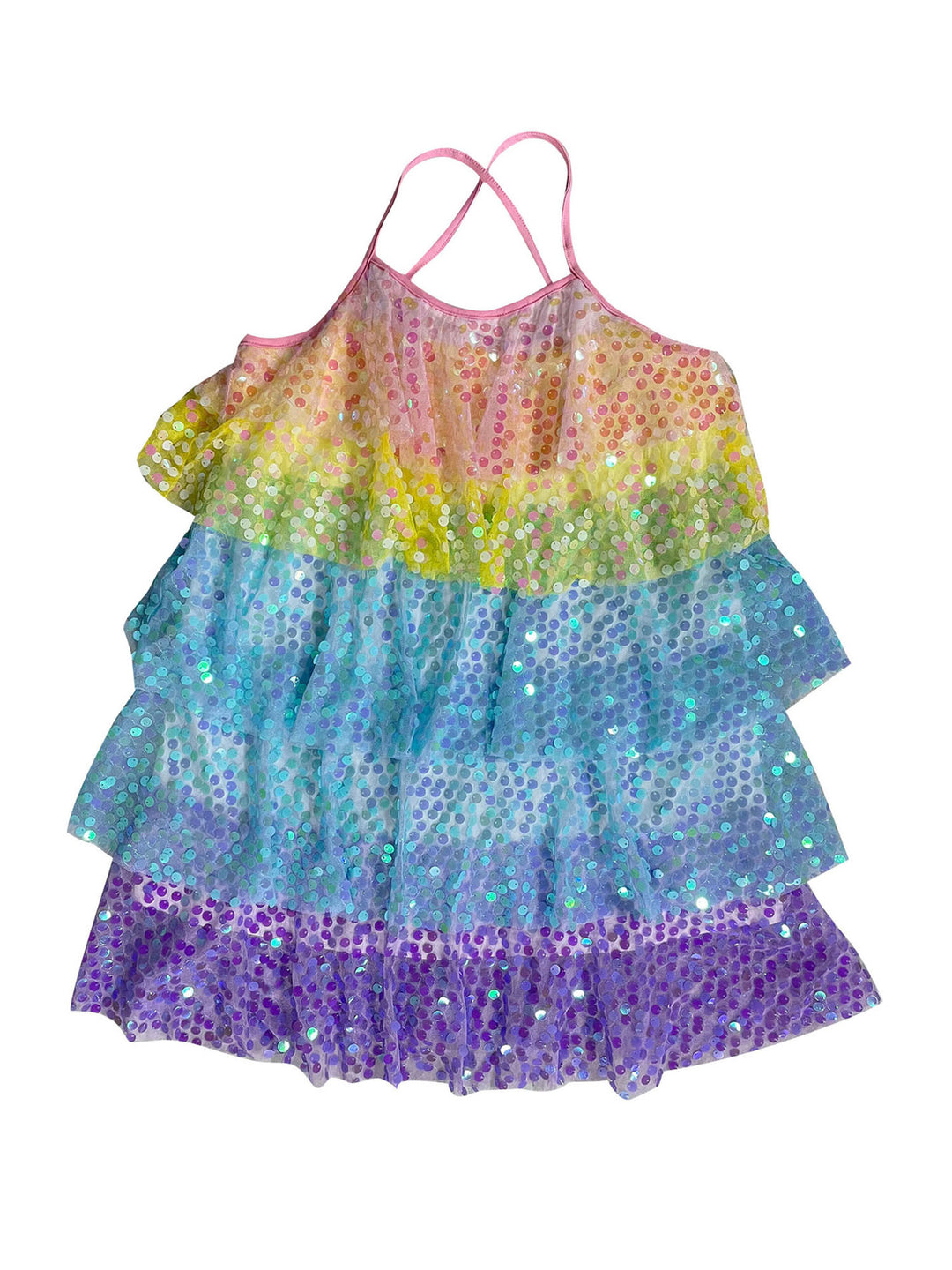 Damen luftiges Sommerkleid mit buntem Paillettenmuster R&B