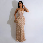 Damen Elegantes Abendkleid mit Kristallverzierung R&B