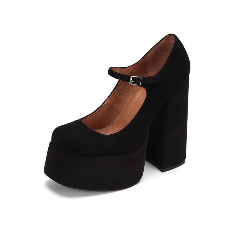 Damen elegante Plateau-Pumps mit verstellbarem Riemchen R&B
