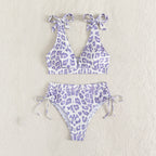 Damen Hochgeschnittener Bikini mit verspieltem Leopardenmuster