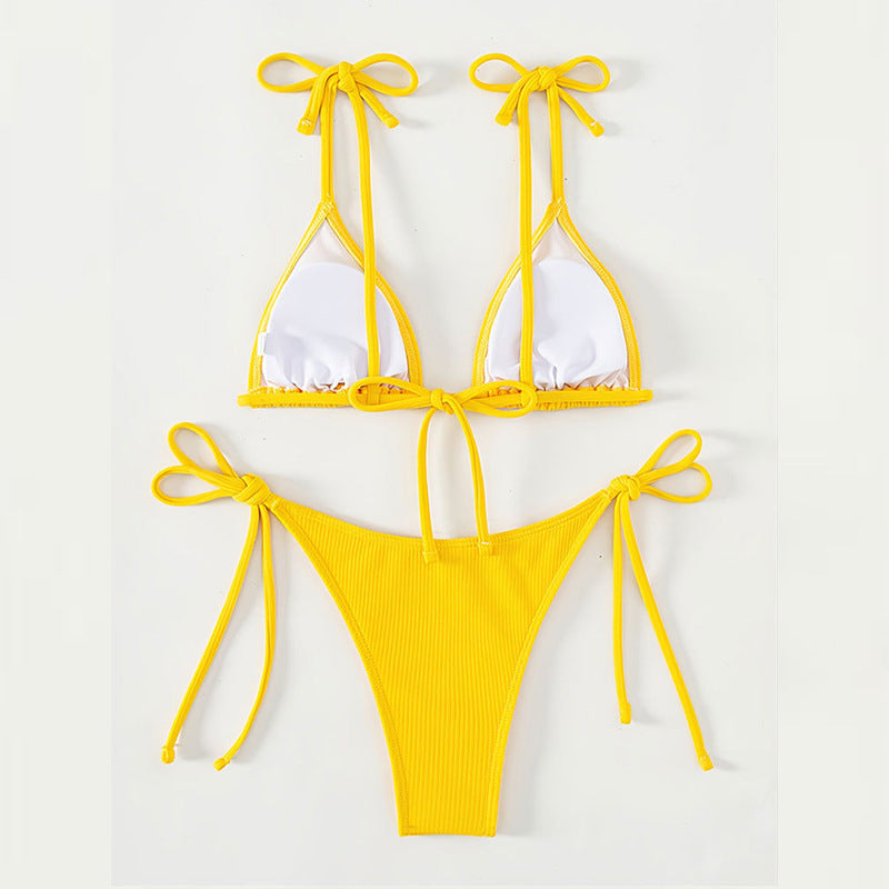 Damen Triangel-Bikini mit verstellbaren Trägern und hohem Beinausschnitt R&B