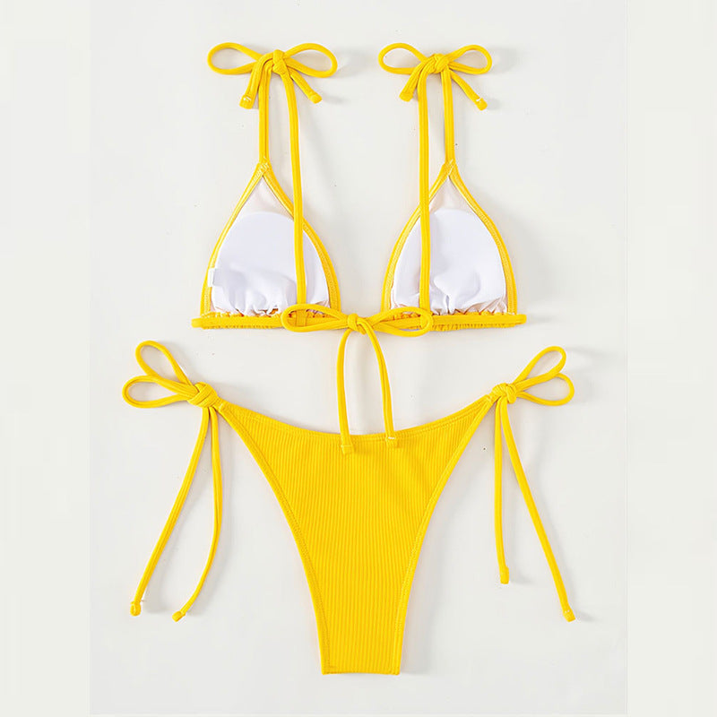 Damen Triangel-Bikini mit verstellbaren Trägern und hohem Beinausschnitt R&B