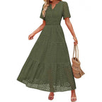 Damen Maxikleid mit gehäkeltem Muster R&B