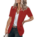 Damen Kurzärmeliges Blazer-Jackett mit Taschen und schmalem Schnitt R&B
