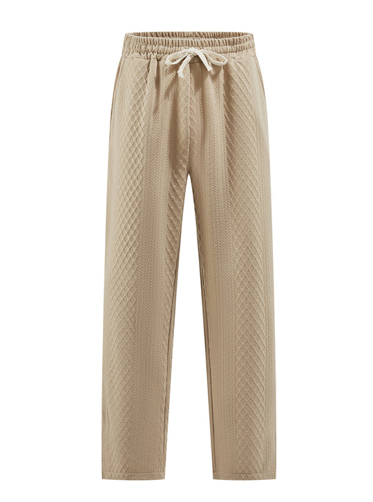 Damen nan komfortable strukturierte Loungehose mit elastischem Kordelbund und geradem Bein R&B