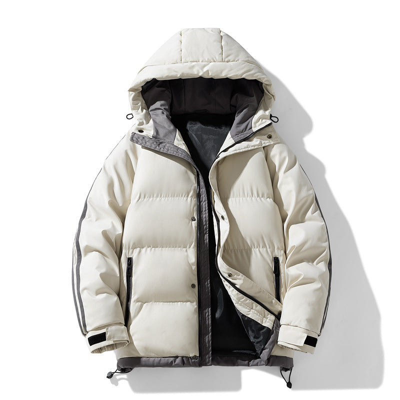 Herren nan gesteppte Kapuzen-Winterjacke mit Thermofutter, seitlichen Kontraststreifen und winddichter Außenhülle R&B