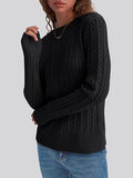 Damen Grobstrickpullover mit Zopfdesign und langen Ärmeln