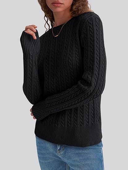 Damen Grobstrickpullover mit Zopfdesign und langen Ärmeln R&B