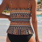 Damen Buntes Rüschenshirt-Tankini R&B
