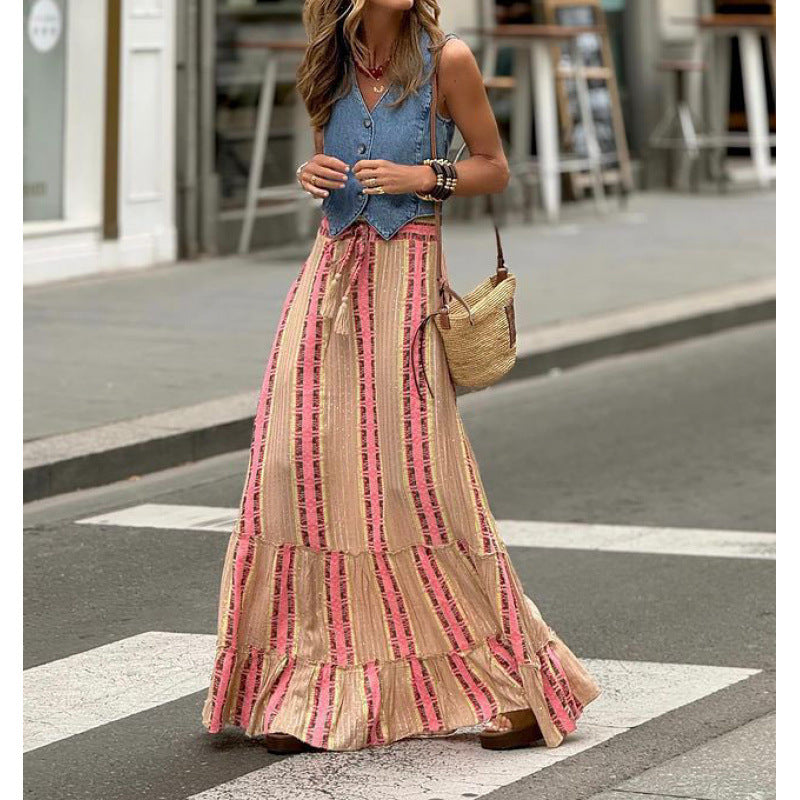 Damen Maxikleid mit fröhlichem Muster R&B