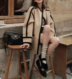 Damen Modische Oversized-Jacke mit strukturierten Details und Kontrastnähten R&B