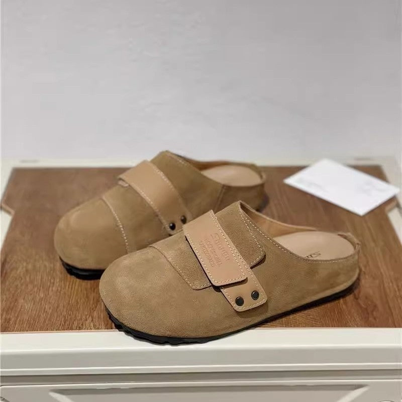 Damen komfortable Filz-Pantoletten mit verstellbarem Riemen und rutschfester Sohle R&B