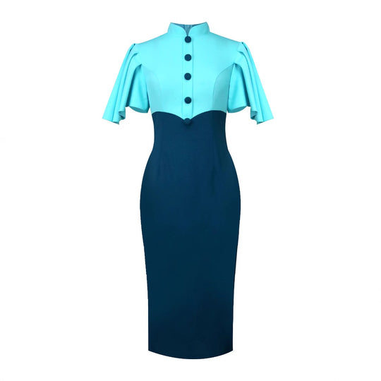 Damen Elegantes Bleistiftkleid mit Volantärmeln R&B