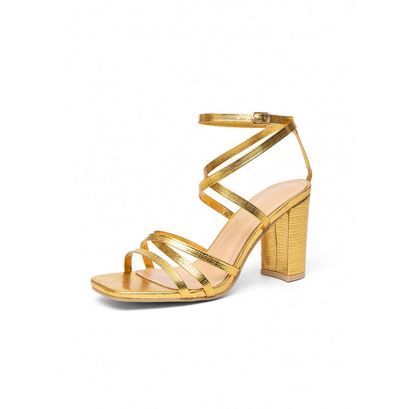 Damen Hochhackige Sandalen mit elegantem Riemchen-Design und Blockabsatz R&B