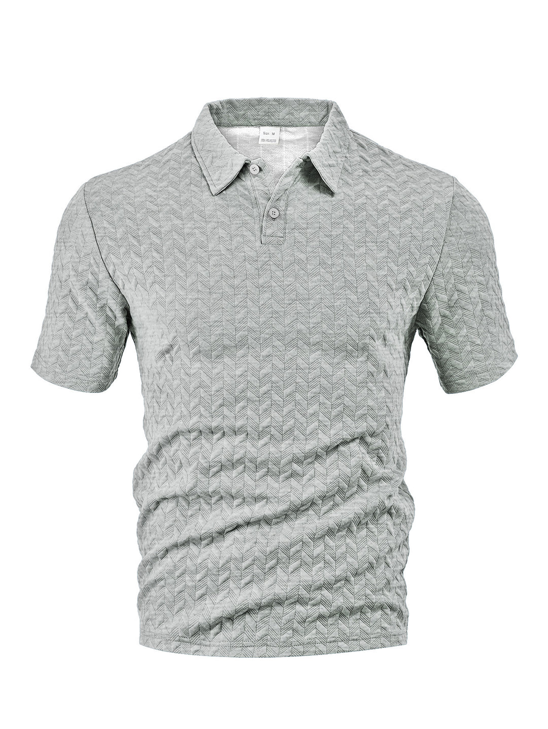 Herren nan kurzärmeliges Poloshirt mit eingeprägter Zickzackstruktur und klassischem Hemdkragen R&B
